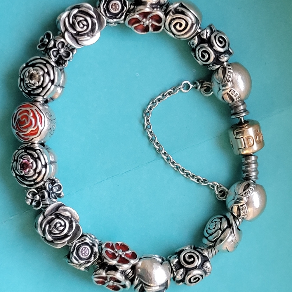 Pandora silver /gold clasp bracelet theme Rose